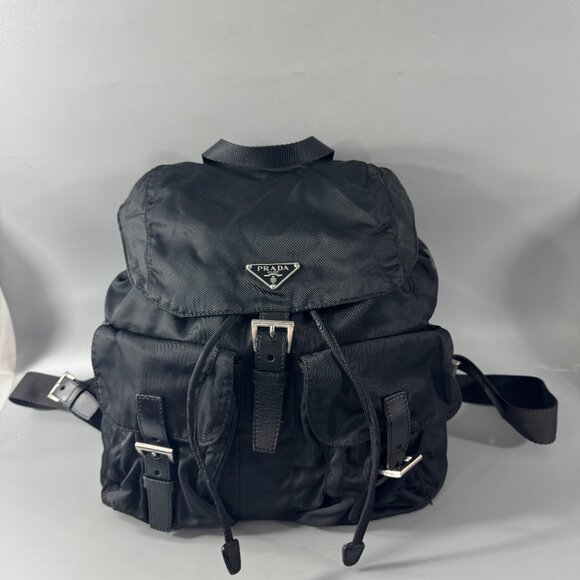 100% Authentic Prada Tessuto Black Nylon Backpack Bag - Picture 1 of 14